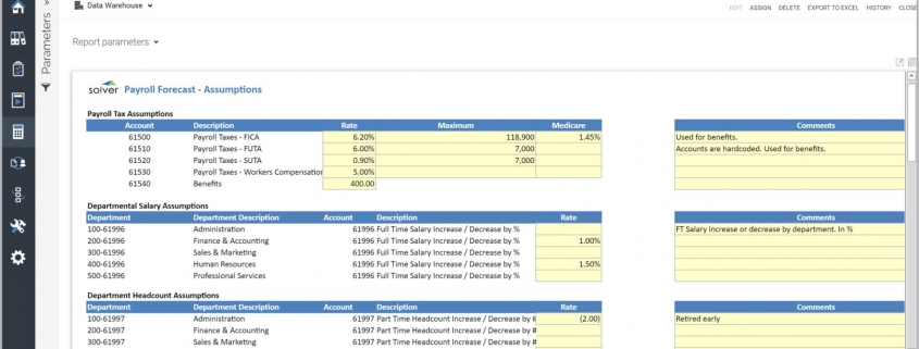 Payroll Forecast Assumption Input Form