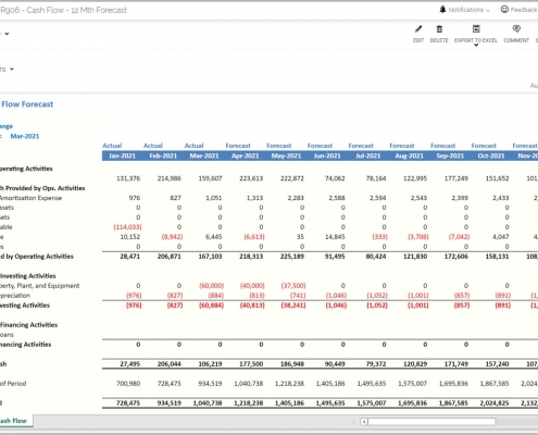 Monthly Cash Flow Forecast Model Example