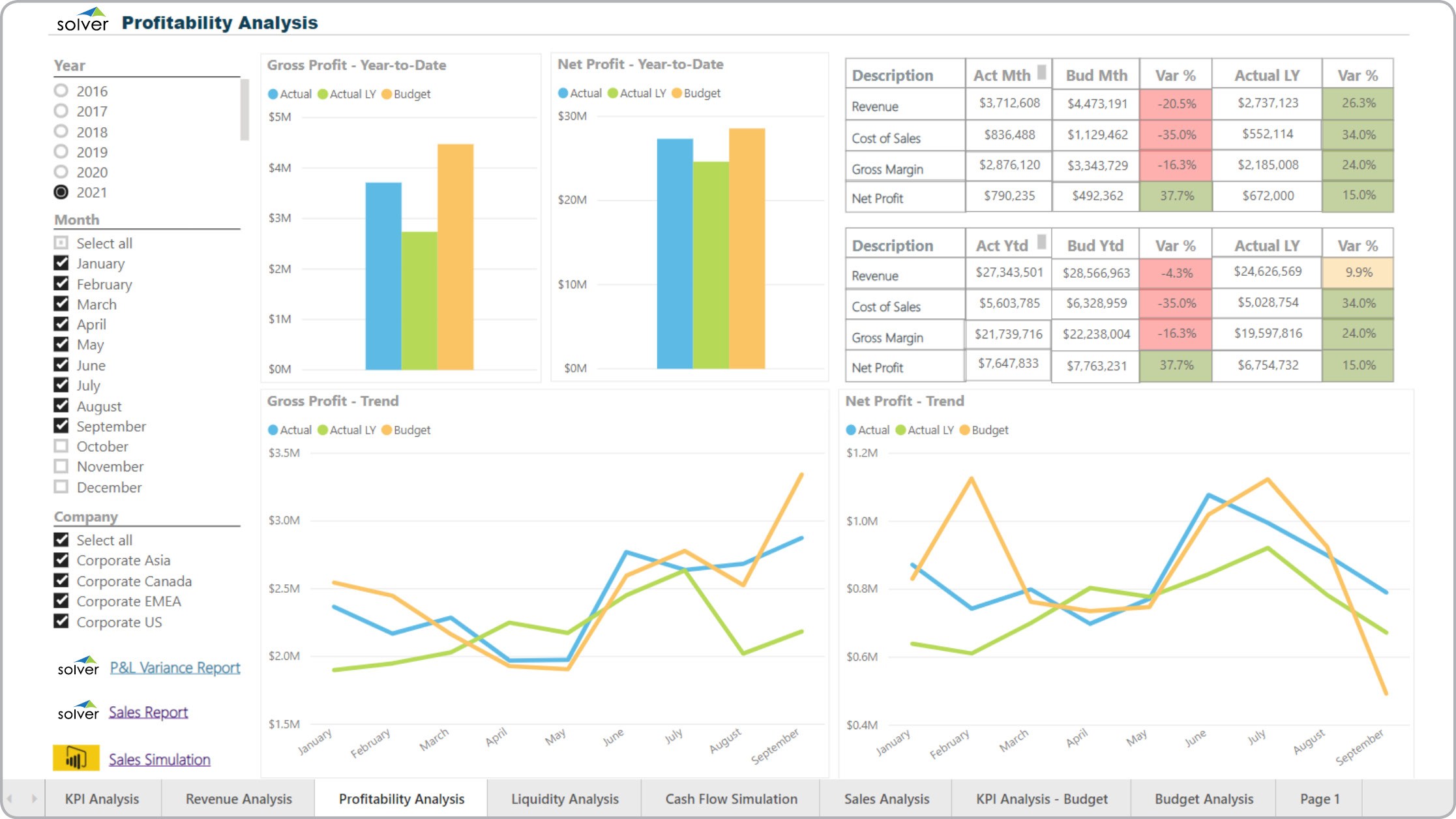 Profitability Dashboard Example