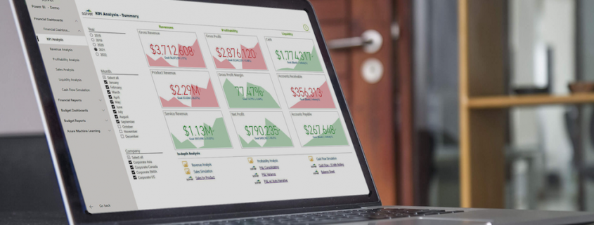 Blog header image showing a dashboard with financial report drill down for the Monthly Reporting Process Best Practices blog for Solver CPM