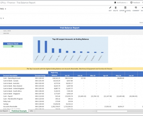 Trial Balance Year-to-Date Trend Report Example