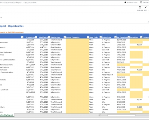 CRM Data Quality Report Example