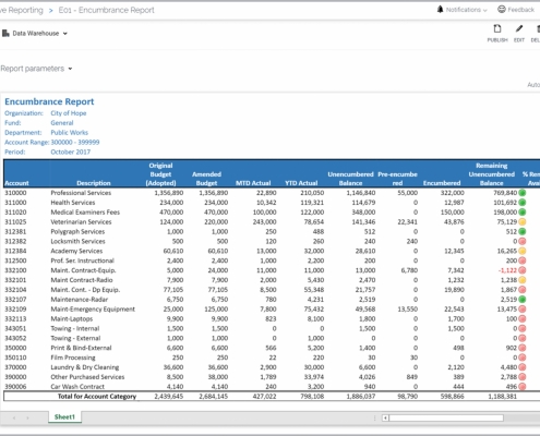 Example of an Encumbrance Report for Public Sector Organizations