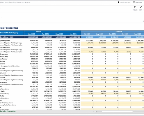 Example of a Sales Forecast Model for Media Companies