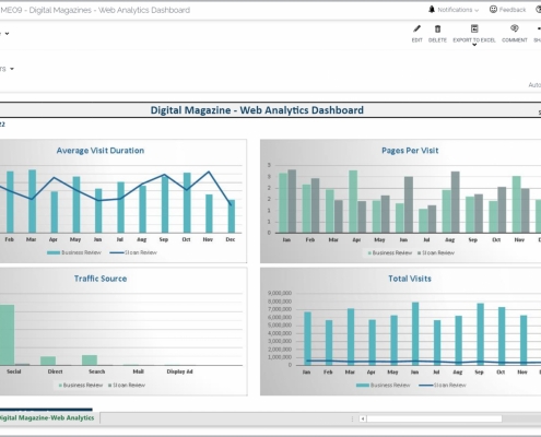 Example of a Digital Media Web Analytics Dashboard for Media Companies