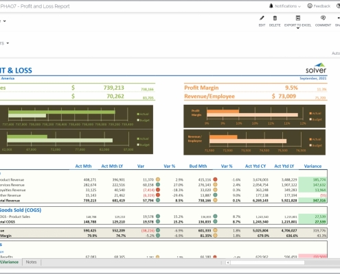 Example of a Profit & Loss Variance Report for Pharmaceutical Companies