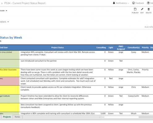 Example of a Weekly Project Status Report for Professional Services Organizations