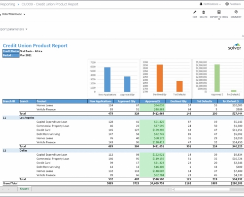 Example of a Product KPI Report for Credit Unions