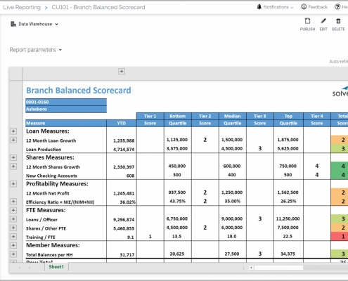 Example of a Balanced Scorecard Report for Credit Union Branches