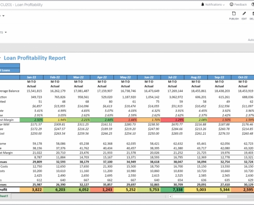 Example of a Loan Profitability Trend Report for Credit Unions