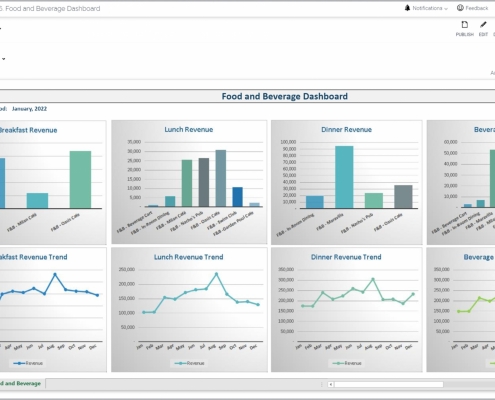 Example of a Food & Beverage Revenue Dashboard for Hospitality Companies