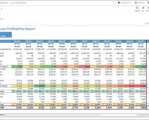 Example of a Loan Profitability Trend Report for Banks