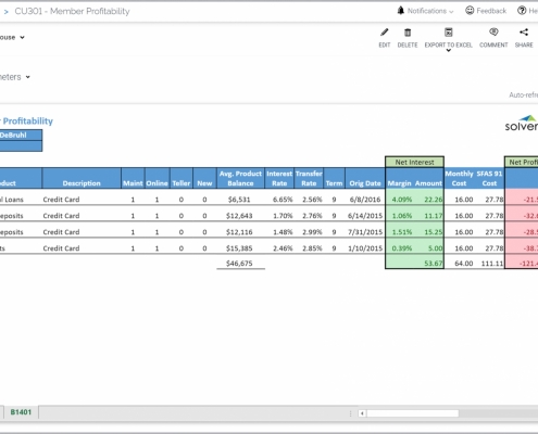 Example of a Profitability by Member Report for Credit Unions